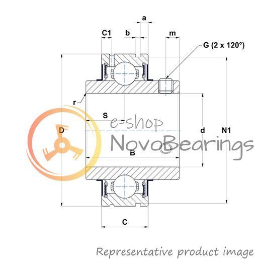 CUC206-20 SNR Bearing (31.75х62х38.1 mm.)