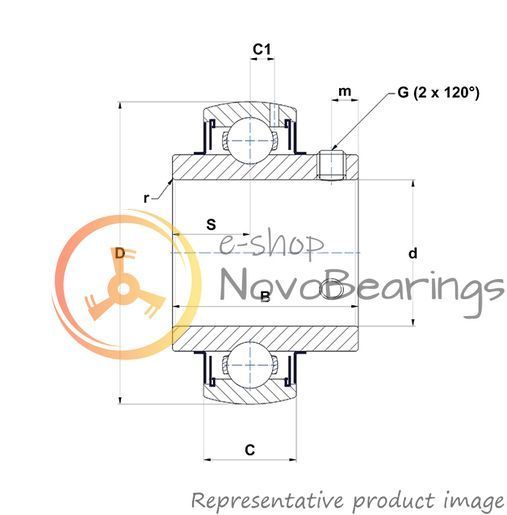 UC214G2T20 SNR Bearing (70х125х74.6 mm.)